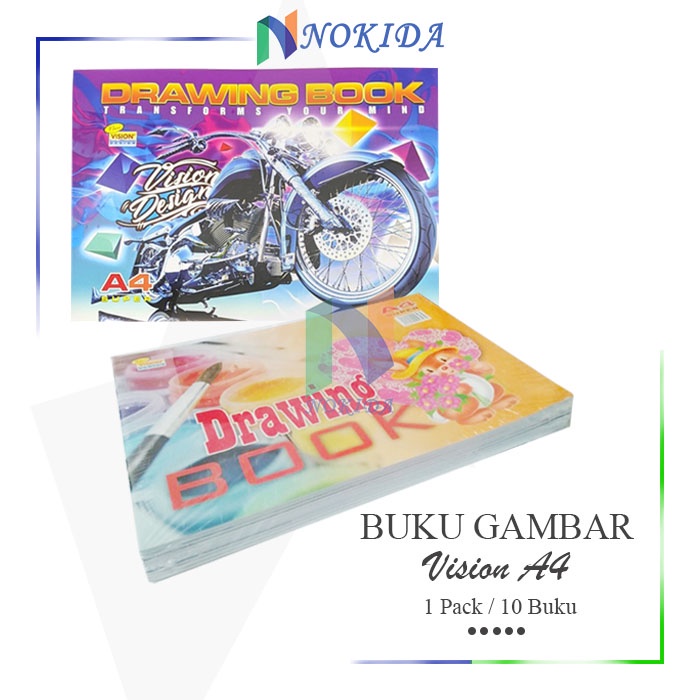 

Nokida Buku Gambar Vision [A4/1 Pak/10 Buku] / Vision Drawing Book 1 Pack /alat Perlengkapan Menggambar Anak Sekolah