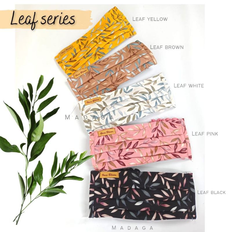 Masker kain katun jepang serut 2 lapis hijab headloop tali karet motif cantik