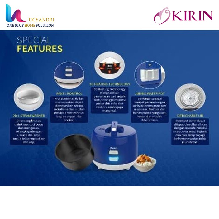 Kirin Rice Cooker 1.0 Liter KRC-090 BLUE NEW Penanak Nasi ORIGINAL