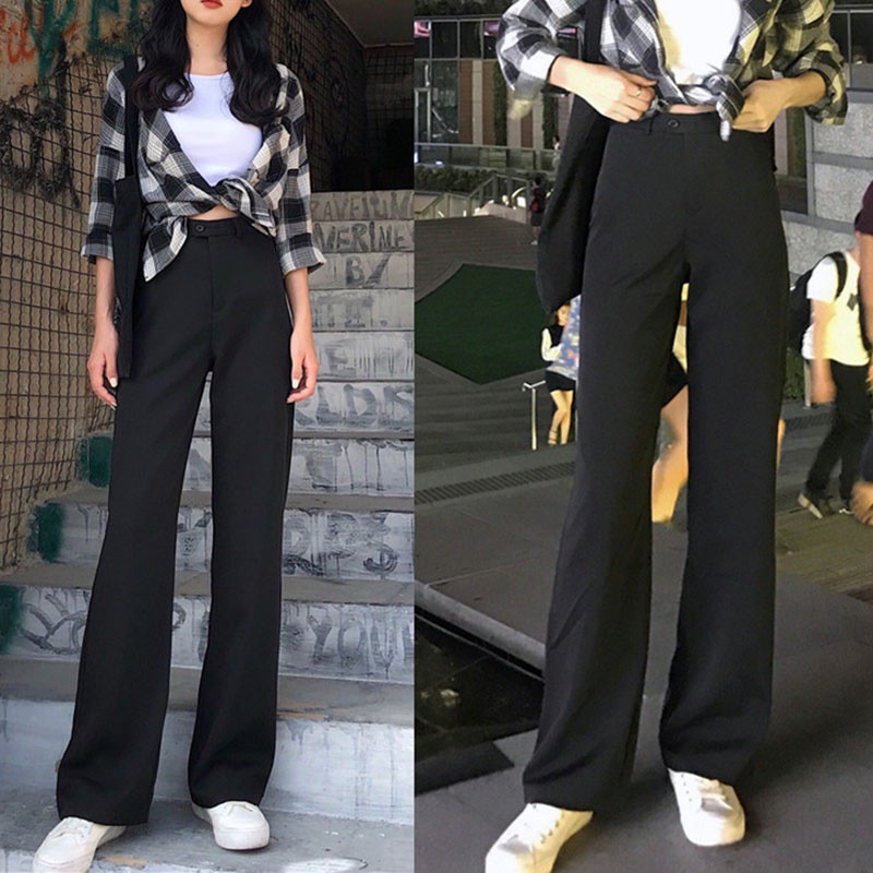 Celana Panjang Casual Semata Kaki Model High Waist Longgar Celana Panjang Casual Semata Kaki Model High Waist Longgar
