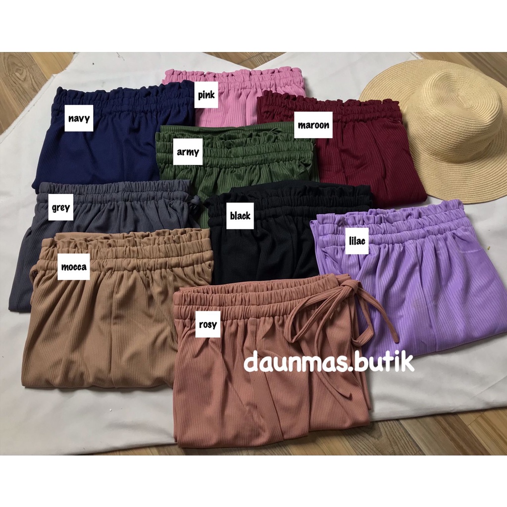 1KG MUAT 4PCS | LIGO RIB PANTS KULOT HIGHWAIST CELANA WANITA OOTD SELEBGRAM FASHION GROSIR WANITA TERMURAH