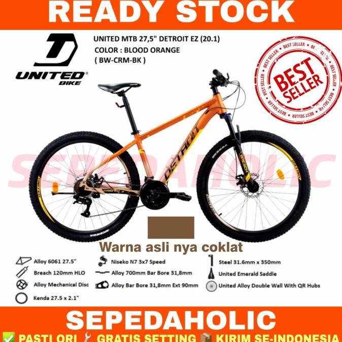 Sepeda Gunung MTB 27.5 Inch UNITED Detroit EZ Alloy 21 Speed