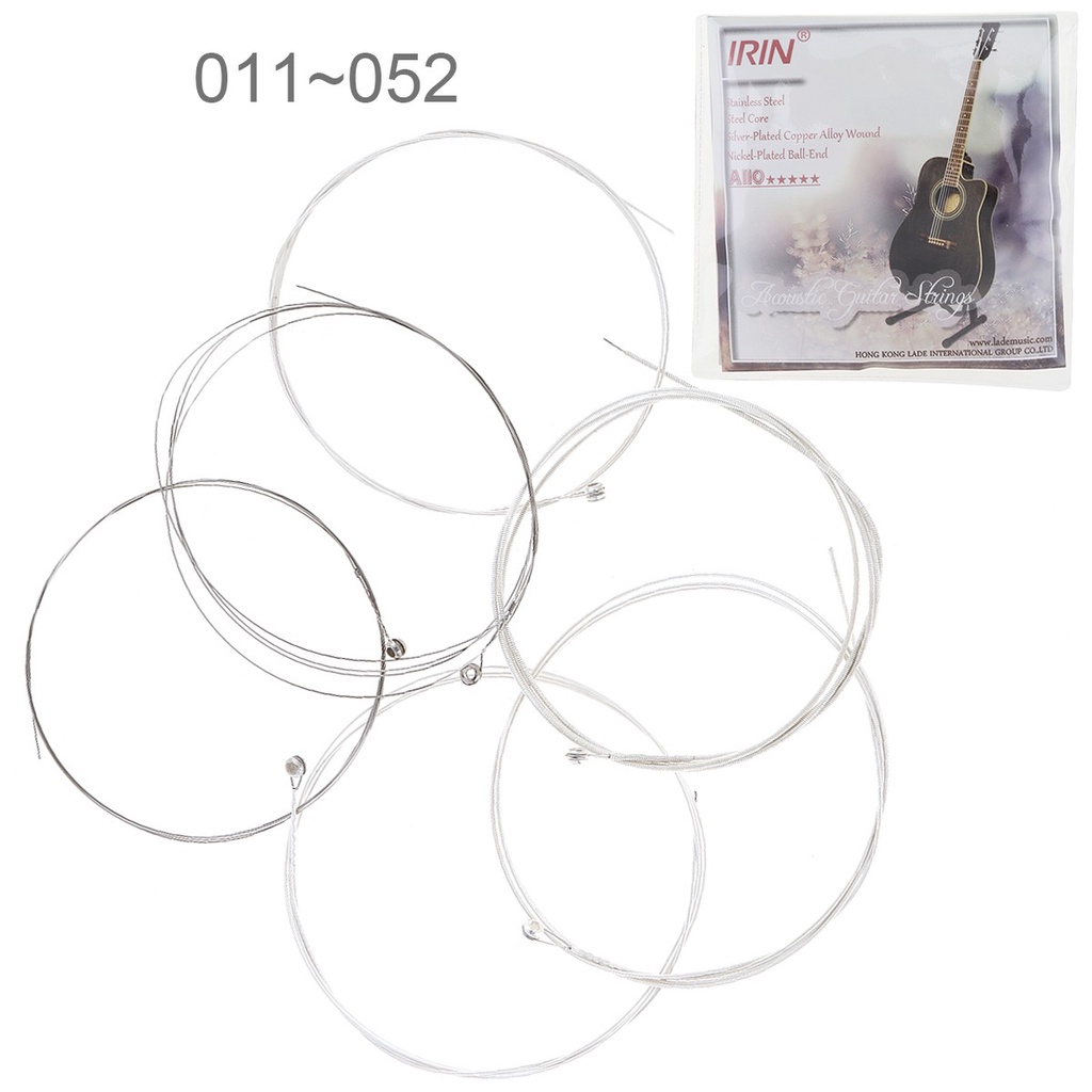 6pcs / Set Senar Gitar Akustik Flok 011-052 Inci Bahan Tembaga Alloy Lapis Nikel