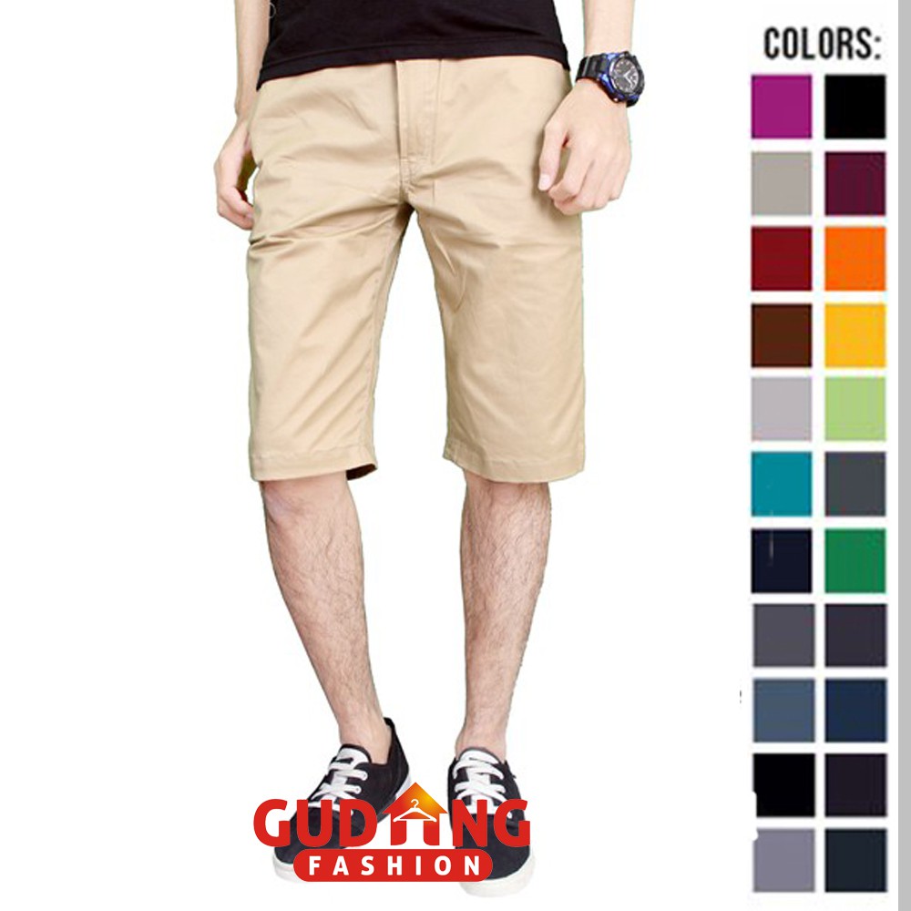 Celana Chino Pendek Polos Slimfit / Men Stretch Chino Pants - Banyak Pilihan Warna CLN (COMB)