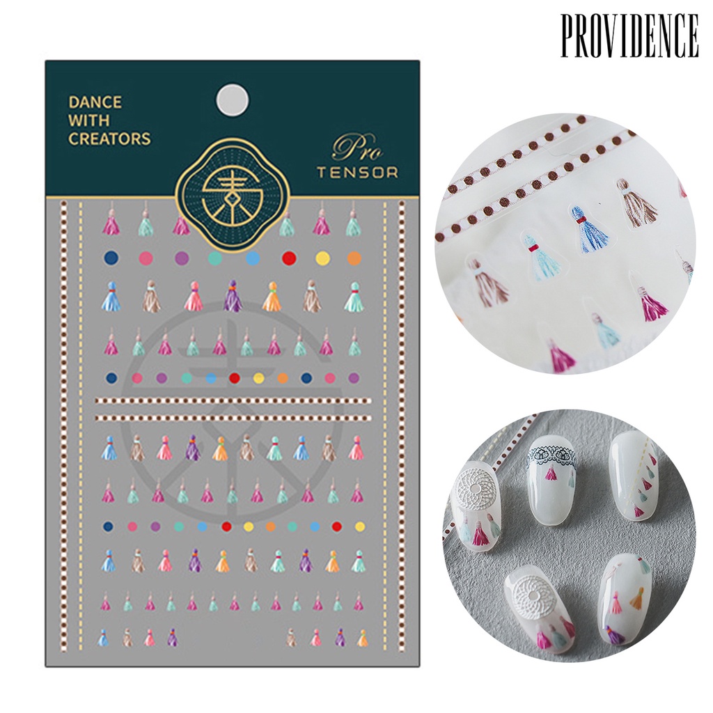 Providence Nail Stickers Tassel Pattern Self-Adhesive Vivid Images Cute Tassels Colored Dots Nail Art Decal for Manicure