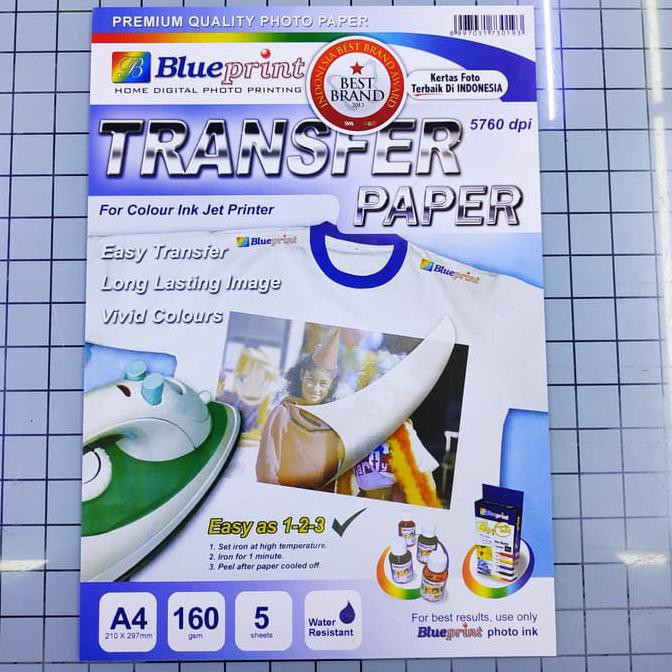 

T-Shirt Transfer Paper A4 5 lembar - Kertas Sablon Blueprint ( White )