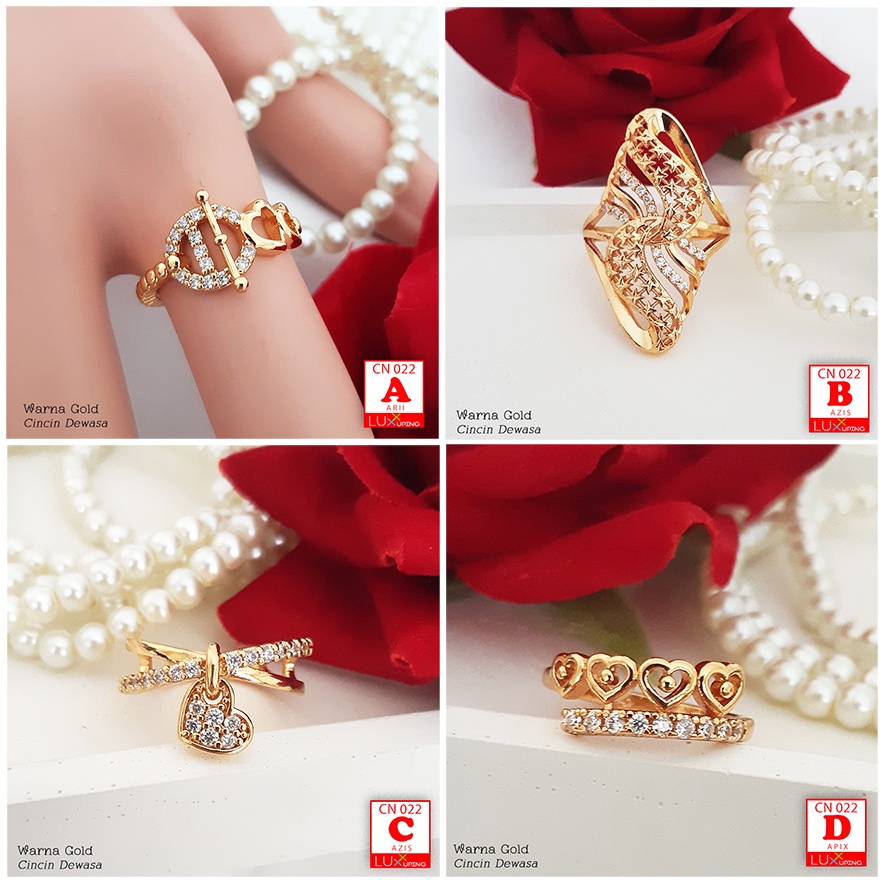 CN 022 Cincin Dewasa Terbaru Cincin Cantik Perhiasan Wanita Lapis Emas Aksesoris Fashion Cincin Yaxiya Murah Cincin Dubai Cincin Bangkok Besar Luxx Xuping