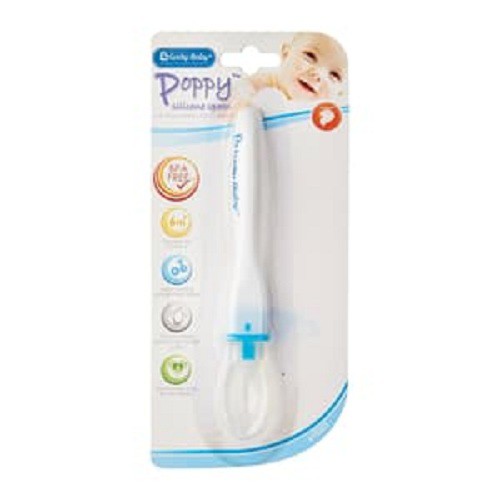 Lucky Baby Poppy Silicone Spoon ( biru dan pink)