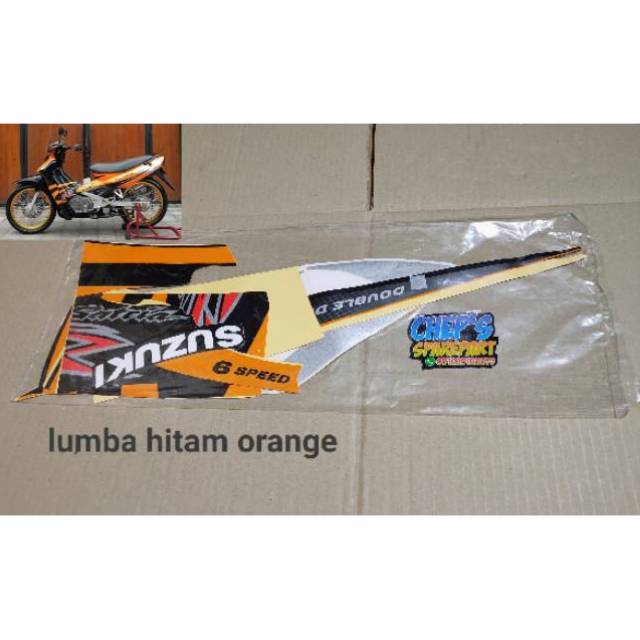 Striping satria 120 ru lumba hitam orange
