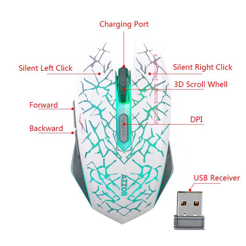 Mouse  Wireless Gaming Mouse Silent 2400 DPI - M6