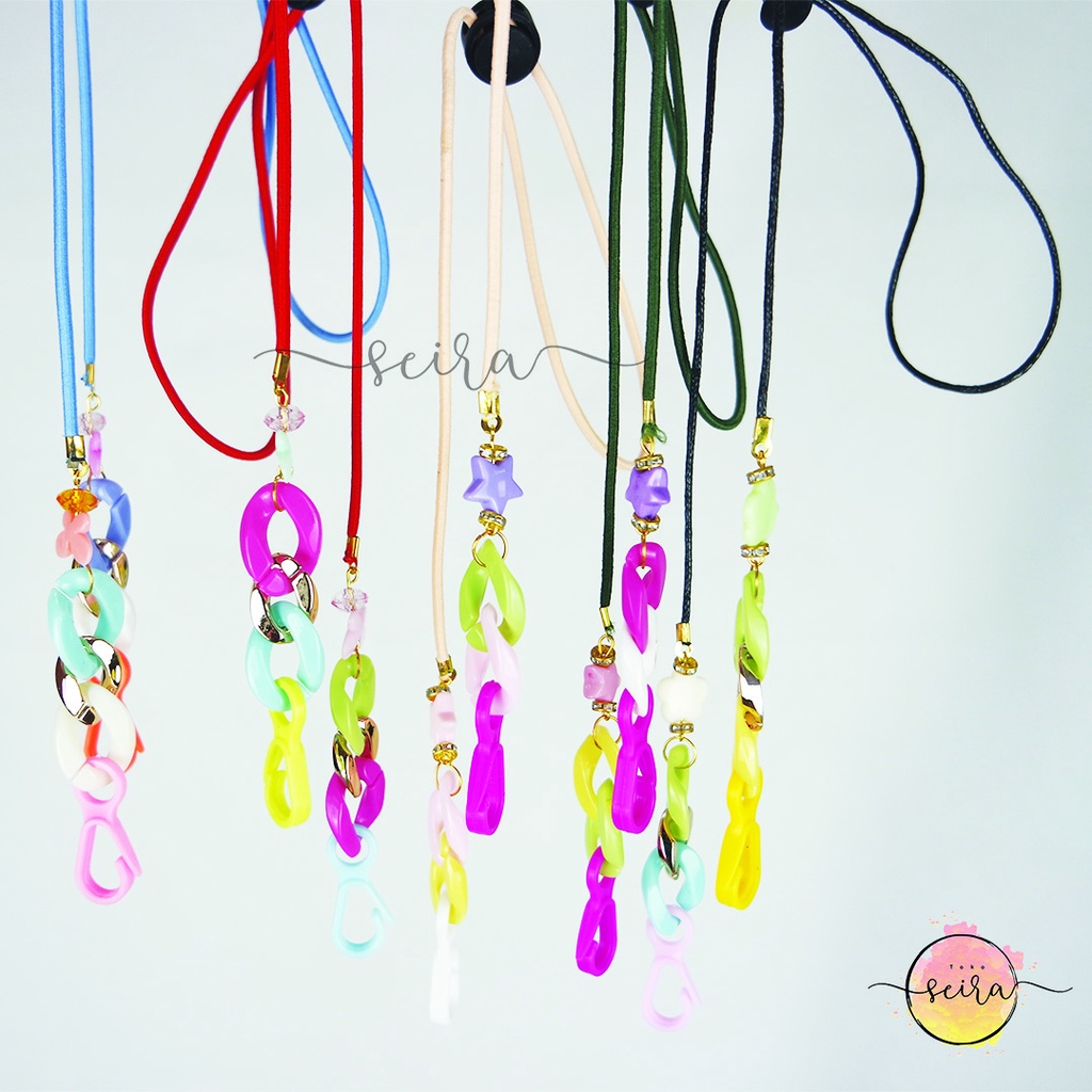 Kalung Strap Konektor Masker Manik-Manik Tali Polos / Pengait Masker/ Tali Strap Masker Tali Polos