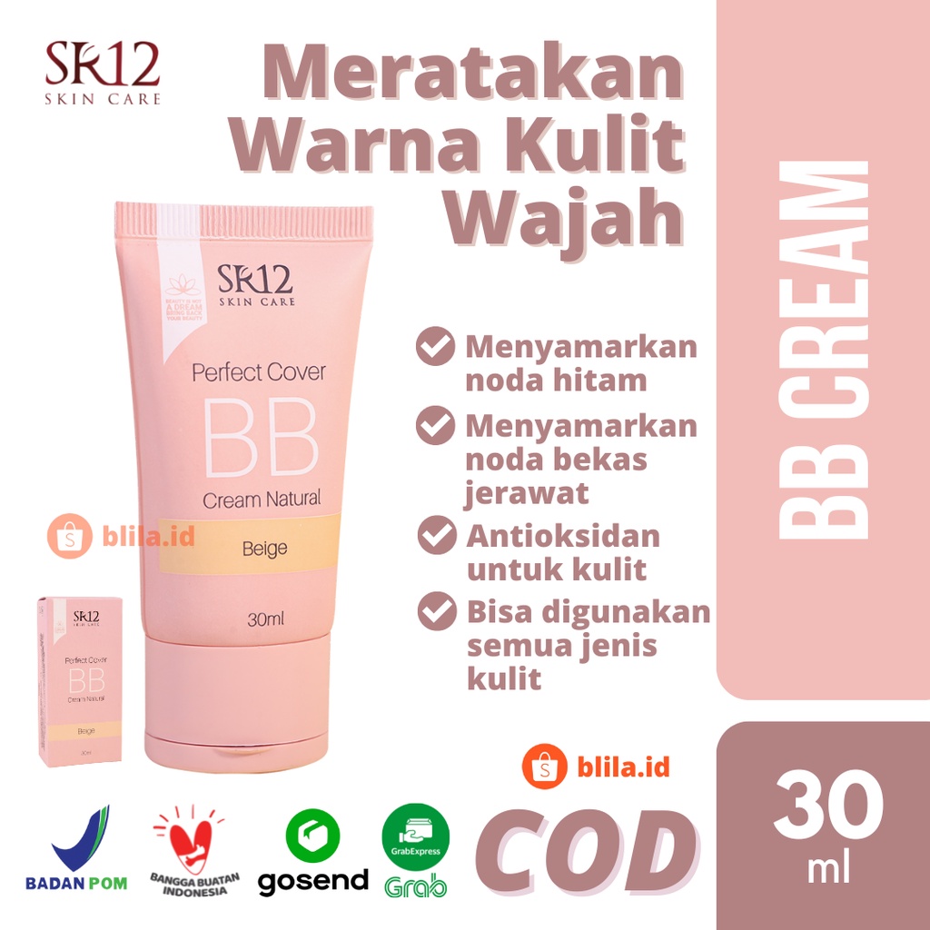 SR12 Perfect Cover BB Cream Natural Beige 30ml Blemish Balm Cream BPOM Vit E Niacinamide
