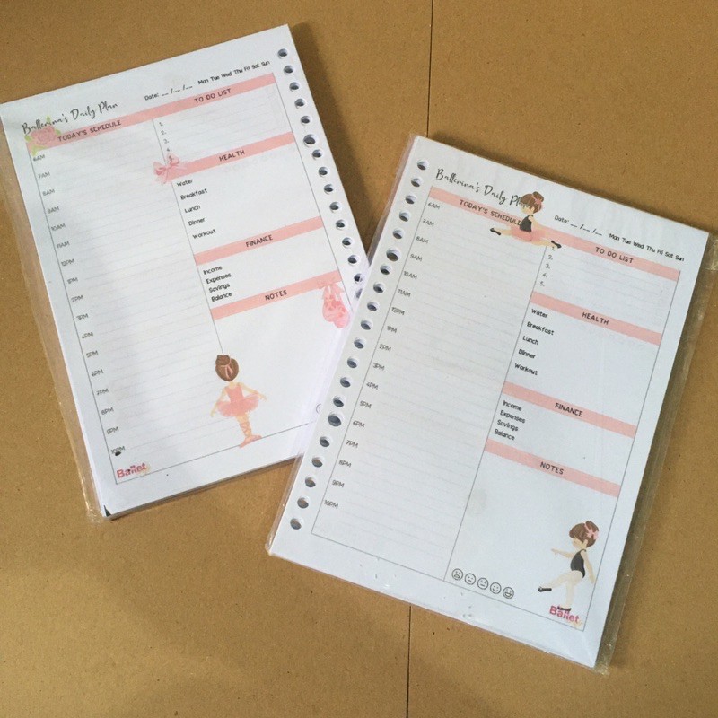 

Monthly daily ballerina file binder refill insert A5 B5 planner ballet
