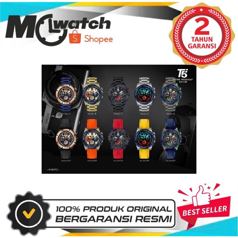 JAM TANGAN PRIA WANITA | RANTAI | KULIT | KARET | MURAH | pria T5 H 3867G Original Spesial Edition s