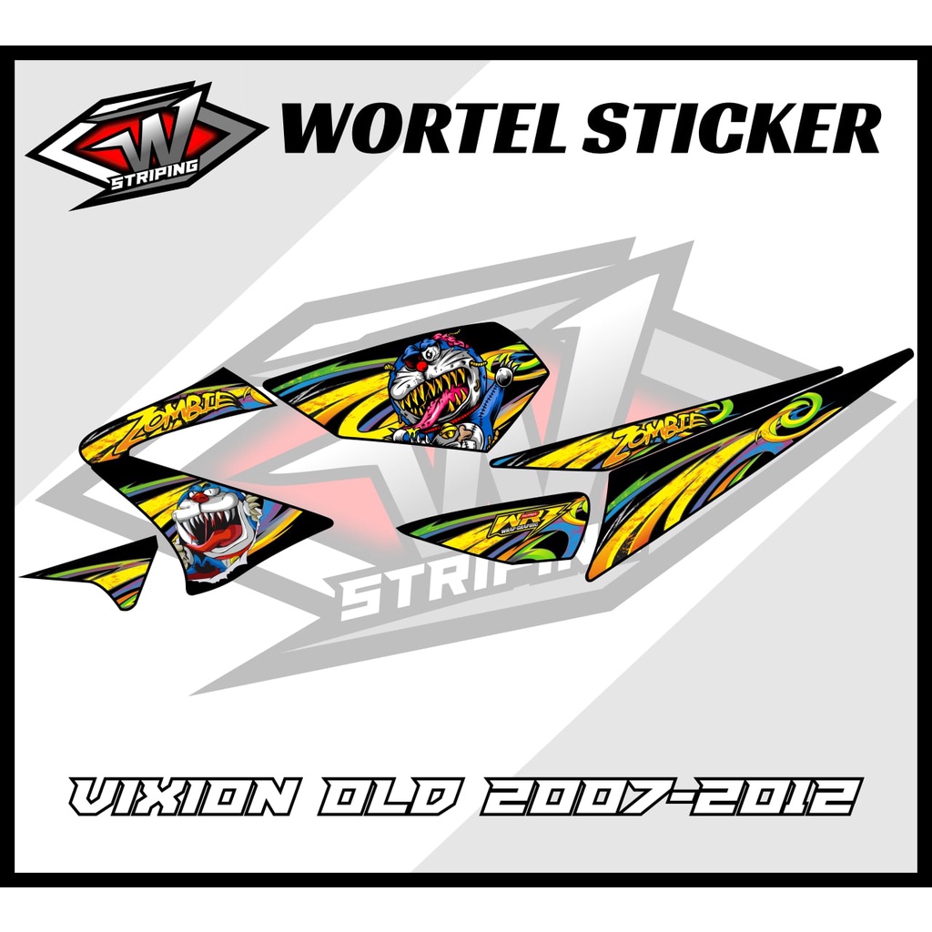 Striping Hologram Vixion Old-Stiker Variasi Lis Motor Vixion Motif Doraemon Z