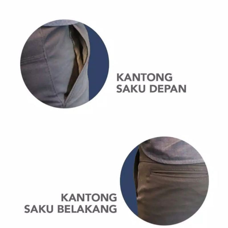 Celana Chinos Cowok Rip Pinggang Karet Bahan Combed Melar