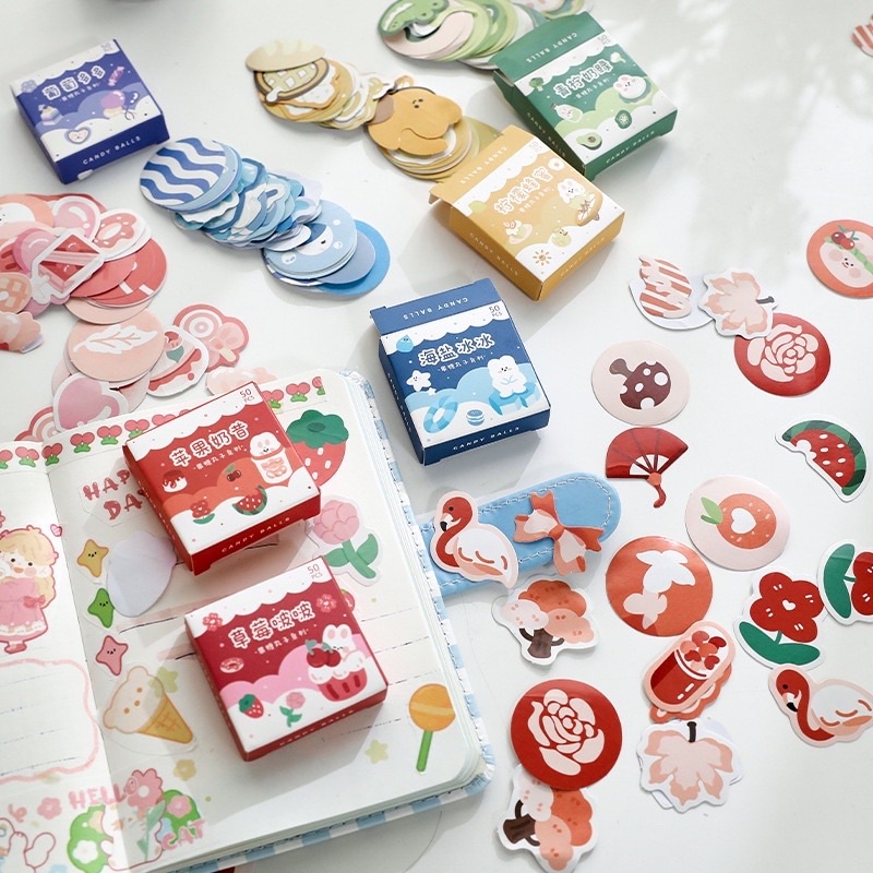 (10Pcs) Stiker Kertas Film Lucu Untuk DIY Scrapbook / Album Foto / Jurnal / Craft