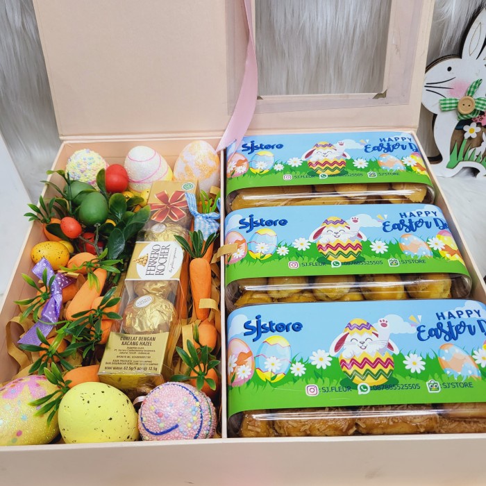 

Paket dekorasi box hampers easter bunny eggs kelinci telur paskah 230