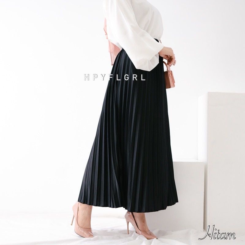 Rok Plisket Mayung Muslimah Premium Warna Hitam