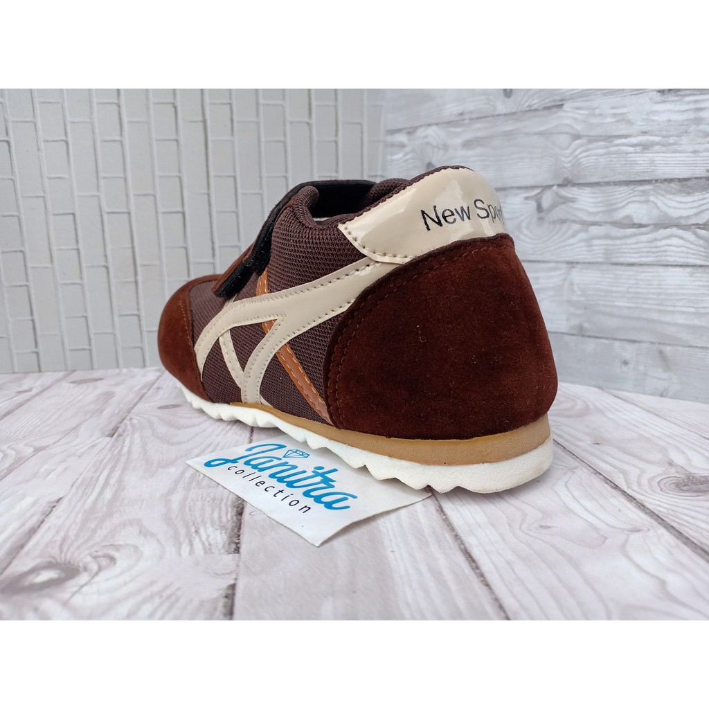 janitra sepatu anak sport sneakers anak coklat newsport