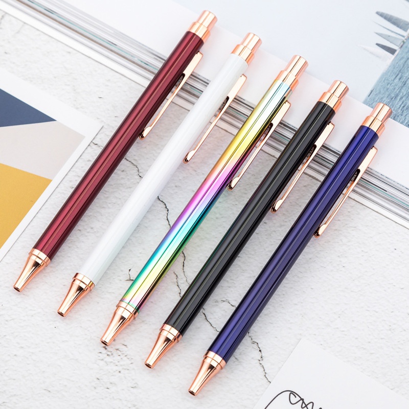 1 Piece Colorful Press Design Metal Ballpoint Pen Business Signature Pen School Students Stationery