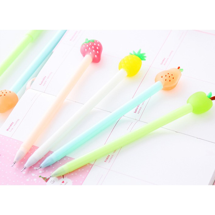 Bolpoin Karakter Bentuk BUAH Nanas Stroberi Apel Pir / Pulpen Gel 0,5 mm Motif BUAH / Ballpoint Lucu