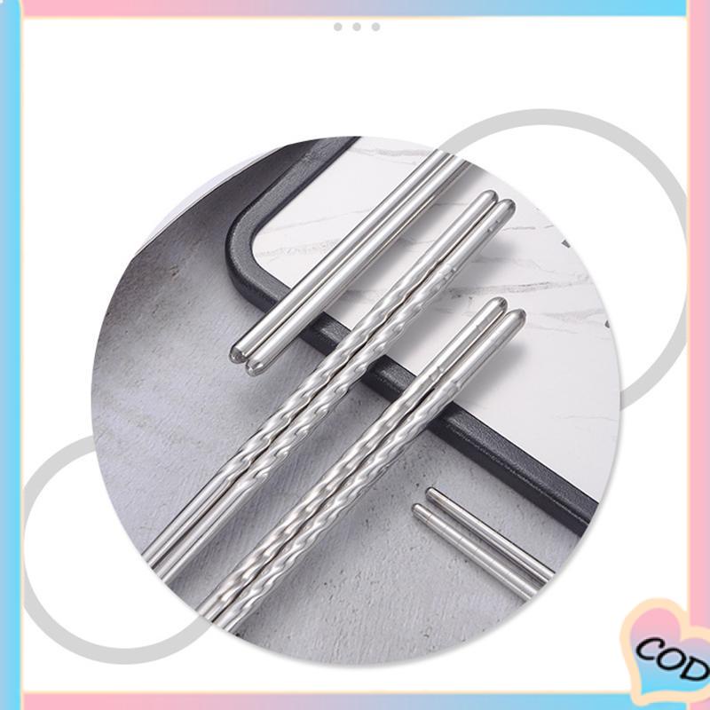 COD❤️ Sumpit stainless steel non-slip sumpit bulat rumah tangga set peralatan makan kantin berongga terisolasi-A.one