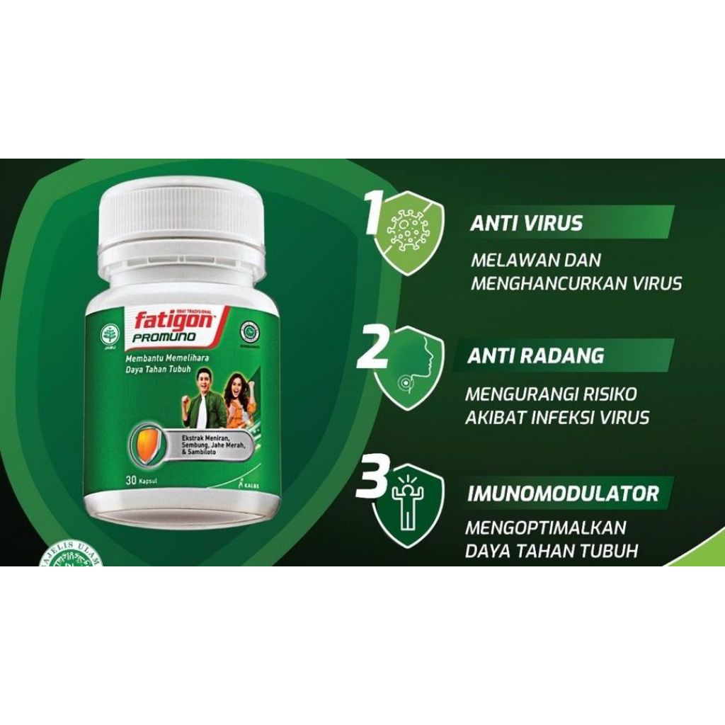 Fatigon Promuno kemasan botol isi 30 kapsul (multivitamin herbal untuk daya tahan tubuh)