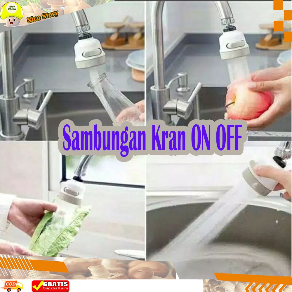 (NCS) COD Sambungan Kran ON OFF FLEKSIBEL Keran Wastafel Hemat Air Flexible 360 Derajat Aerator Pendek