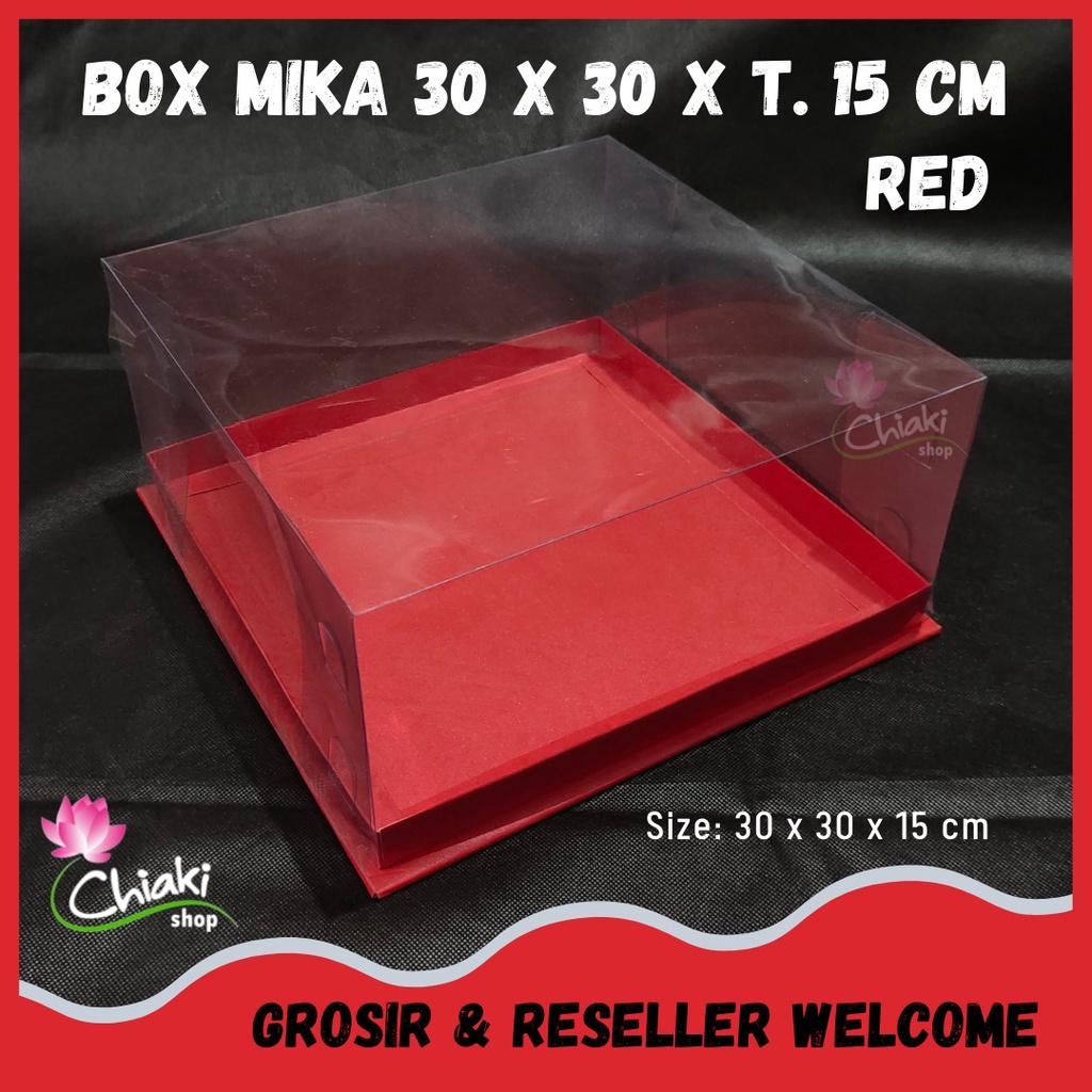 

Box Mika MERAH Uk 30 x 30 x T. 15 cm RED Cake Pudding Tart Dus Merah Karton Tebal CHIAKI