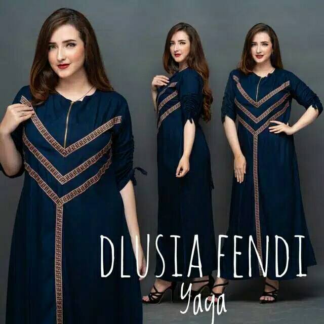 Daster arab DLUSIA FENDI YAYA mat Rayon super halus tidak nerawang  LD 110 PB 135 Lengan 7/8 (Serut) Resleting Depan (Busui) Bahan Rayon