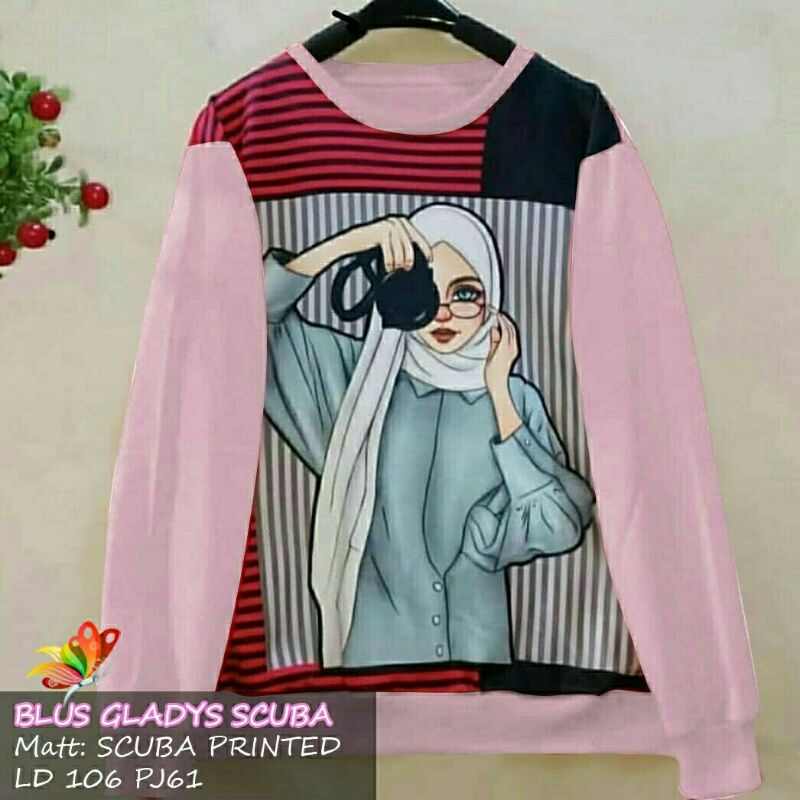 Atasan Top Blus Scuba Combad Gladys