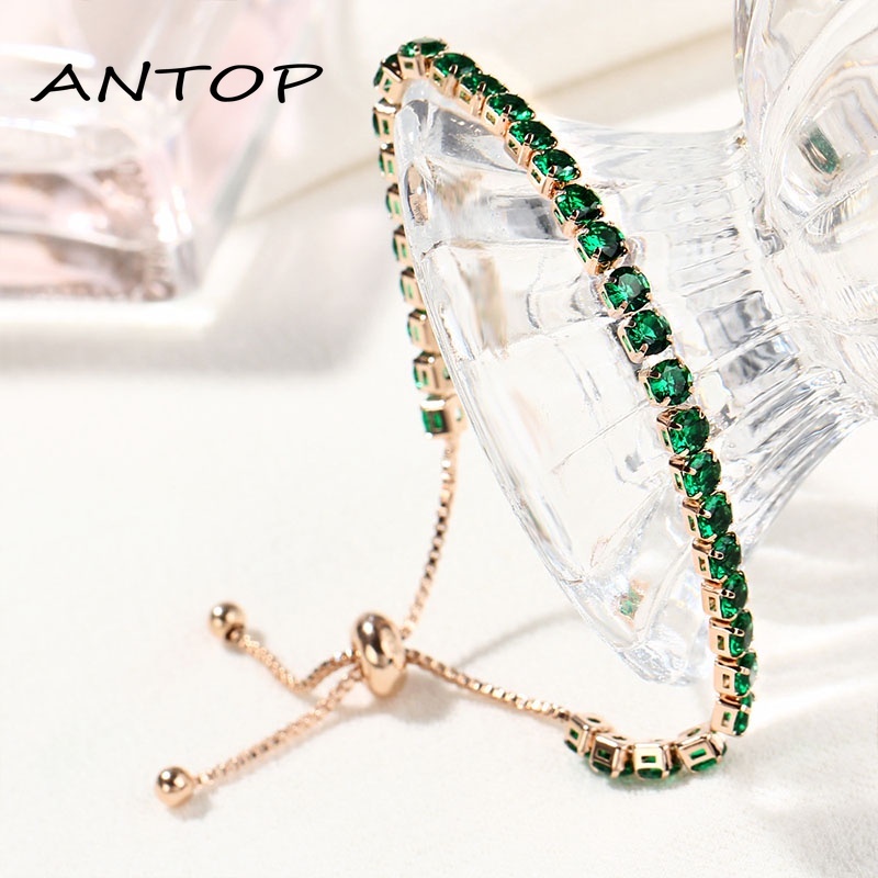 Fashion Serut Gelang Berlian Imitasi Lingkaran Wanita Tangan Rantai Gelang Aksesoris ANTOP