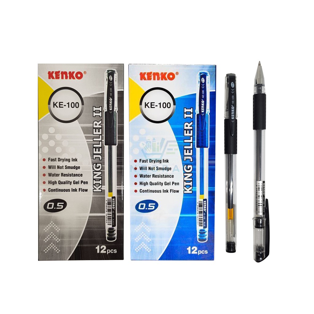 Pulpen Kenko 1 Pack (12 pcs) Bolpen Gel Kenko KE-100 King Jeller II