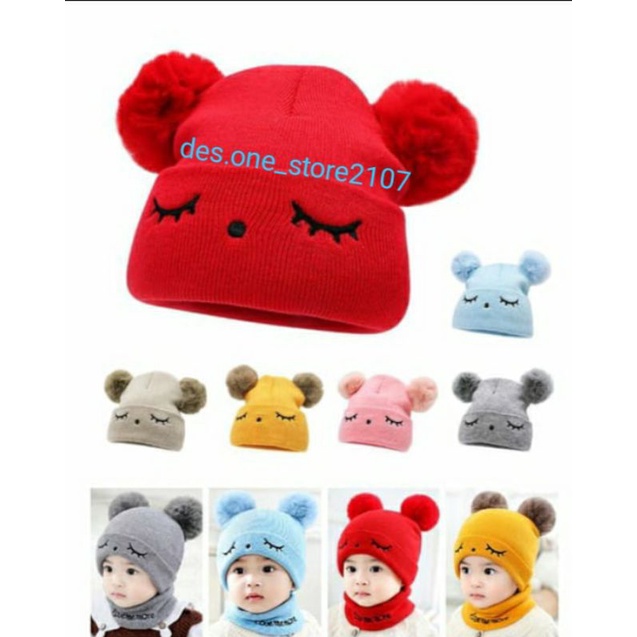 Topi Kupluk Rajut Anak Bordir Alis Usia 0-3 Tahun Kupluk Bayi kupluk anak model alis mata usia 6bulan sampe 3tahun