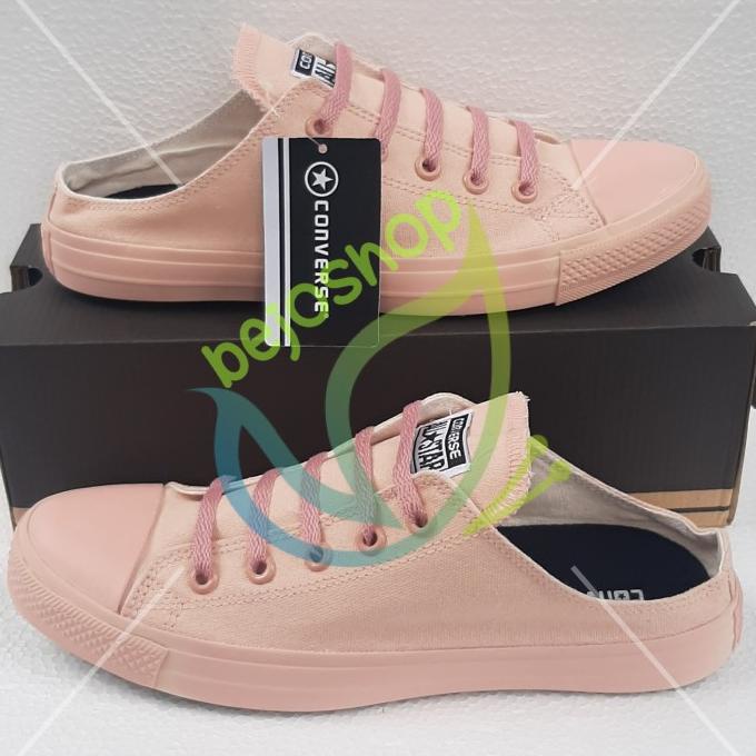 Sepatu Converse SLOP / SLIP ON / Selop Pria Wanita Full Peach Terbaru