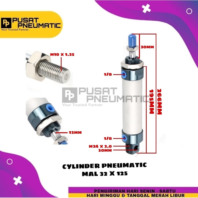 

MAL 32x125 CYLINDER PNEUMATIC MAL 32 X 125