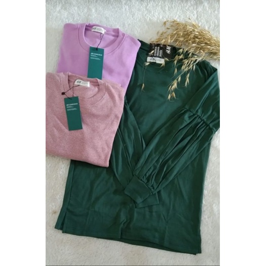 Kaos Rib Lengan Balon / Atasan wanita