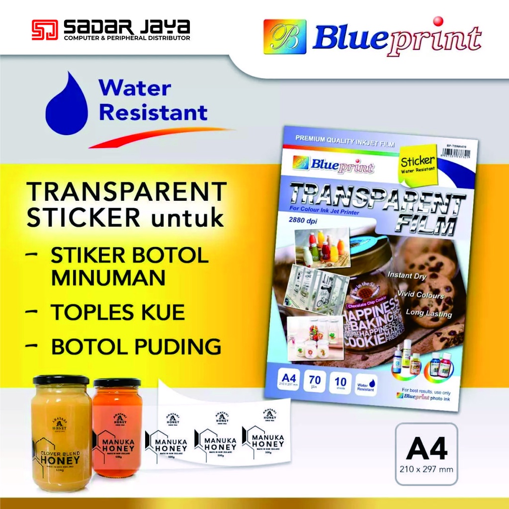 

Blueprint Stiker Transparent WATER RESISTANT A4