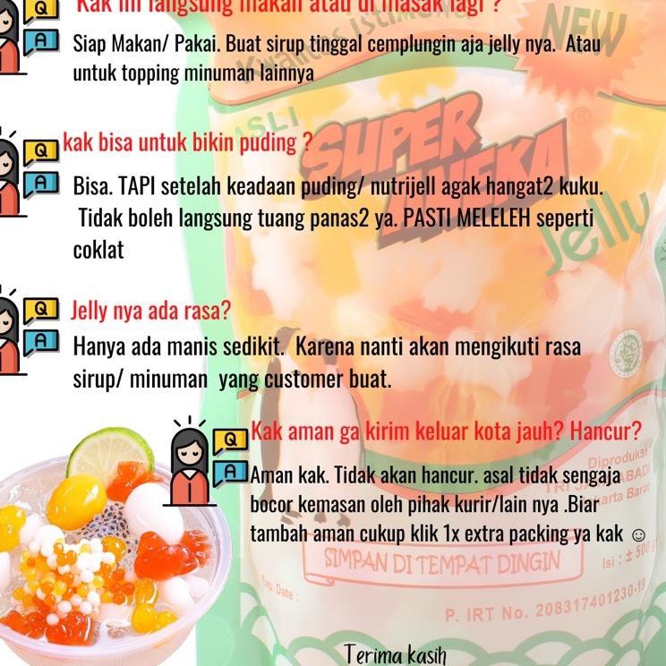 

PROMO HARI INI!!! Jelly Mutiara /Bubble air “super aneka jelly” kemasan 1000gr