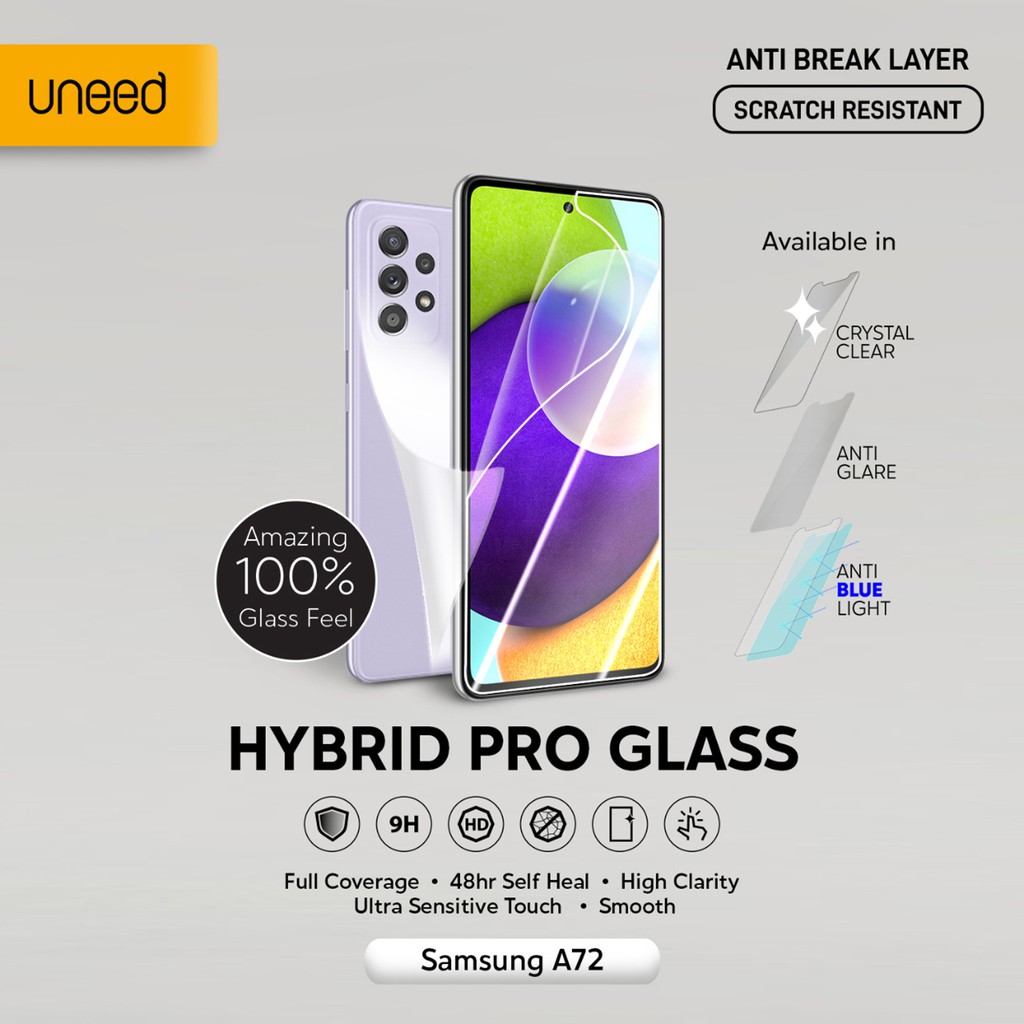 UNEED Hybrid Pro Anti Break Screen Protector Samsung A72 Full Cover