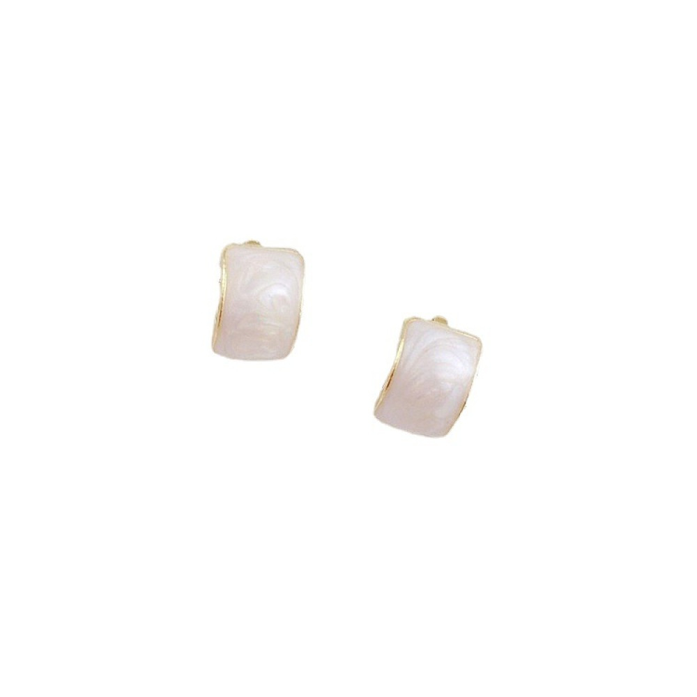 Anting Klip Tanpa Tindik Bahan Resin Lapis Emas Putih Untuk Wanita