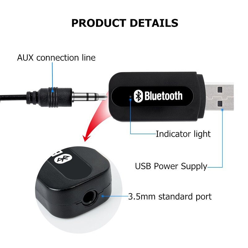 [ BISA COD ] USB Bluetooth Music Audio Receiver Transmitter Mobil Speaker Penyambung Bluetooth