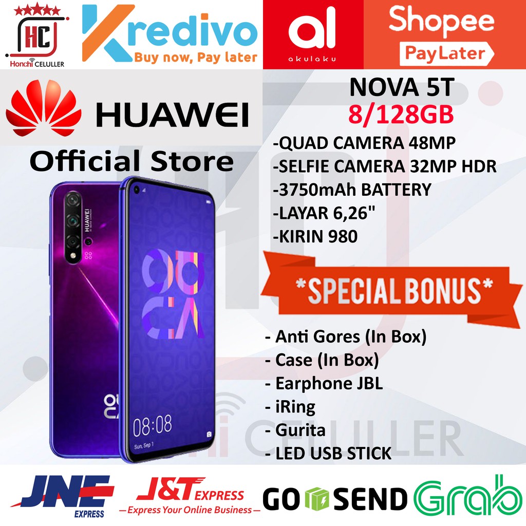 HUAWEI NOVA 5T 8/128GB GARANSI RESMI INDONESIA ORIGINAL FULL BONUS