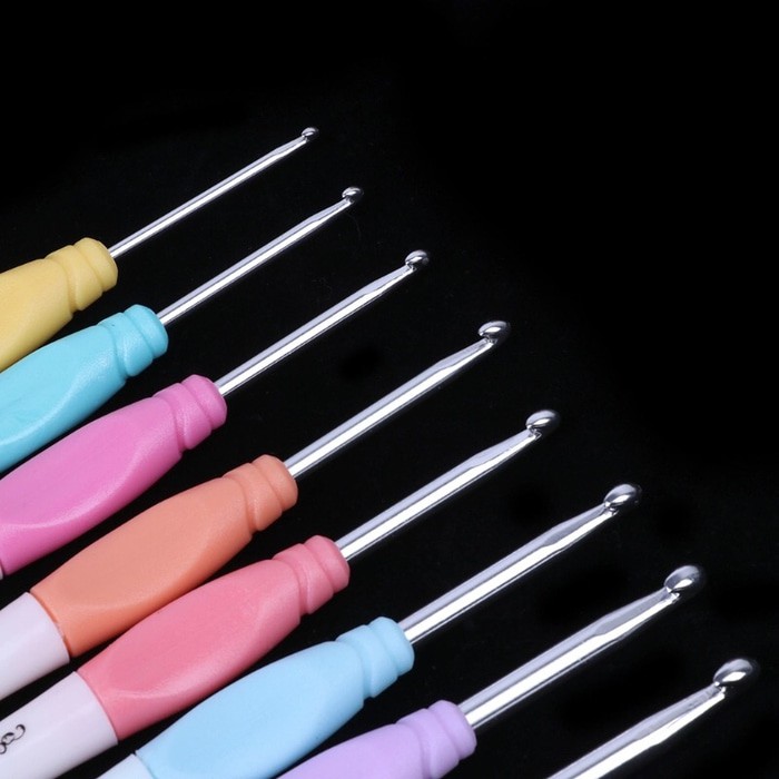 Alat rajut jarum rajut hakpen set warna pastel 8pc