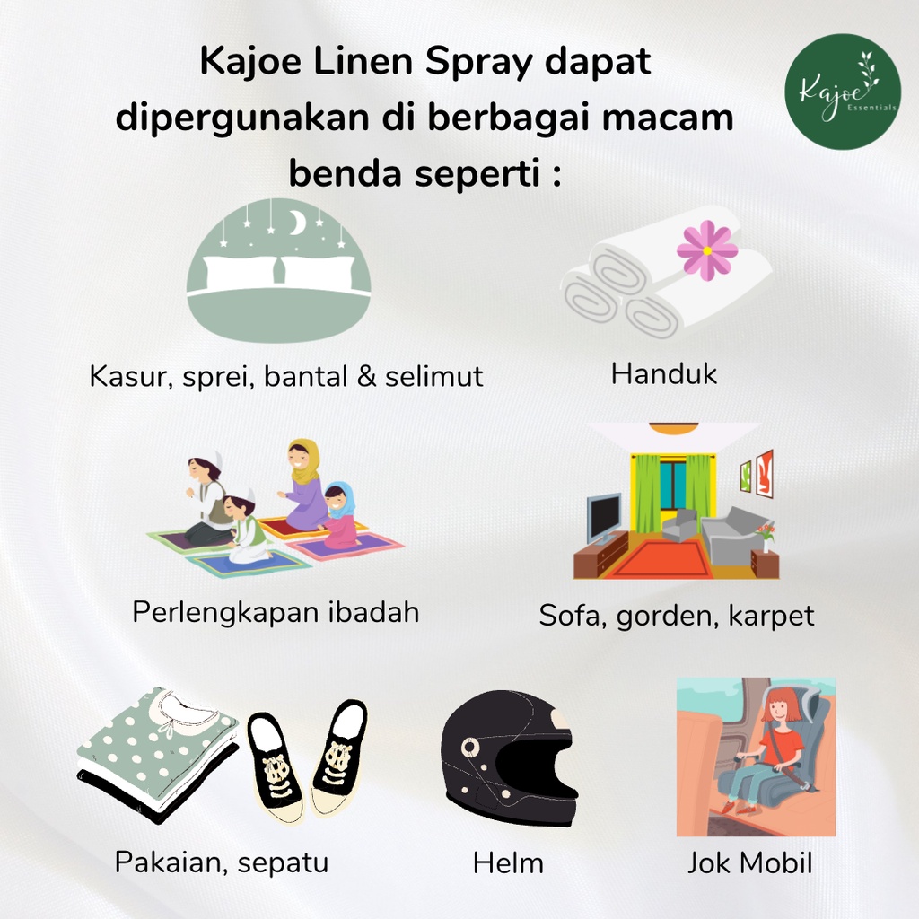 KAJOE LINEN BED SPRAY | Anti Tungau Anti Kutu Kasur Anti Bacterial&amp;Virus Pure Essential Oil 100 ML