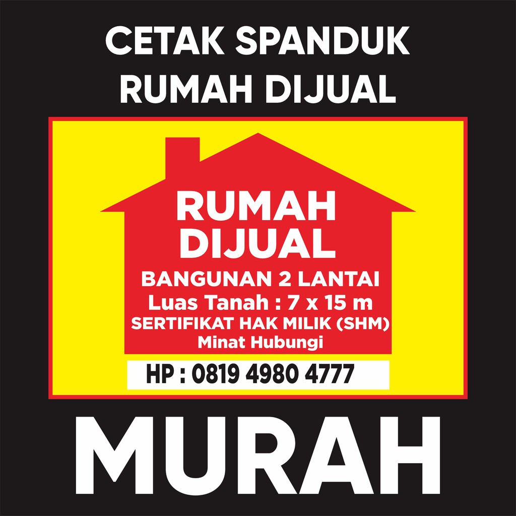 Jual Spanduk Banner Rumah Dijual Dikontrakkan Terima Kos Ukuran Bervariasi Indonesiashopee 5997