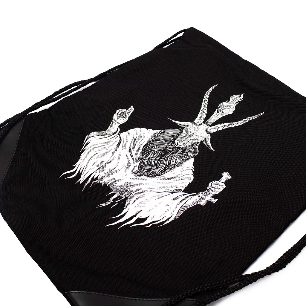 Heretic - Drawstring Backpack Tote Bag - Baphomet