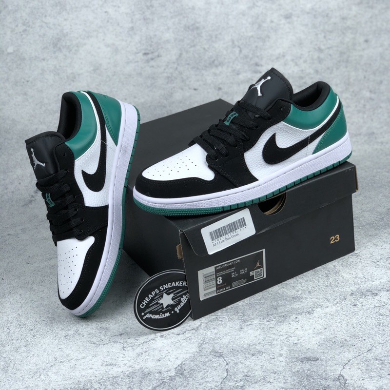 Sepatu Air Jordan 1 Low Black Mystic Green Toe