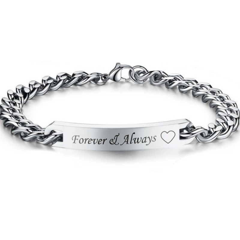 Gelang Rantai Desain Nama Always Forever Untuk Pasangan Pria Dan Wanita